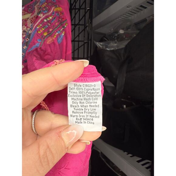 Johnny Was Rangoon Blouse Paradise Pink Embroidered Flowy Top Size XL - Picture 4 of 4